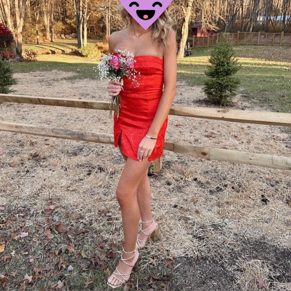 Floral Red Suz Small Strapless dress